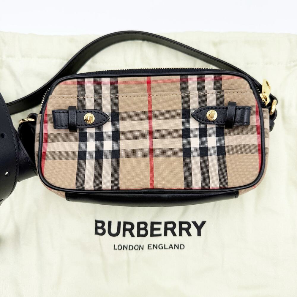 Burberry Vintage Check and Leather Mini Camera Bag Purse - Picture 2 of 15